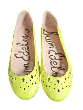Sam Edelman Neon Lime Cutout Ballet Flats Size 8M